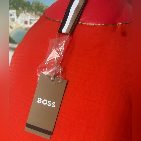 Luxurious Red Leather Puffer Coat by Hugo Boss, VERY rare NEW condition - Picture 11 of 13